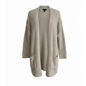 a.n.a A New Approach Open Front Ribbed Knit Cotton Cardigan Sweater Cream XL